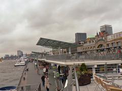 Hamburg Hafen Landungsbrücken pier with boats and buildings