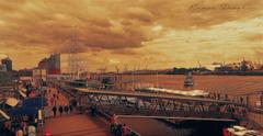 Port of Hamburg with ships and cranes