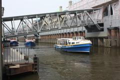 small ferry at Landungsbrücken in Hamburg