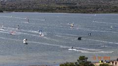 windsurfers on the ocean