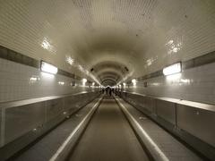 Inside view of the Alter Elbtunnel in Hamburg