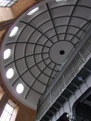 View of the dome with small roof windows of the Alter Elbtunnel in Hamburg