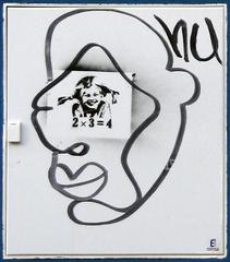 Stencil graffiti of Pippi Longstocking in Vienna, Austria