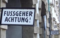 Pedestrian crossing traffic sign in Germany