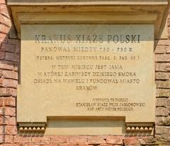 Commemorative plaque on the Wawel Cathedral