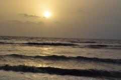 Sun setting over Western Sea in Daman, India