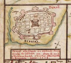 Daman view from Portuguese atlas 1630