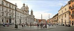 Piazza Navona in Rome with fountains and historic buildings