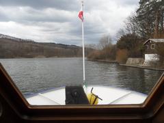 Dallas ship cruising on Brno Dam, Czech Republic