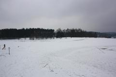 Emptied Brno Dam beach view