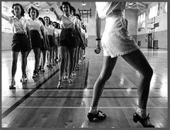 Tap dancing class in the gymnasium at Iowa State College in 1942