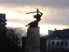 Nike monument in Warsaw on Solidarności Avenue