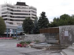 Town Square Park in Anchorage, Alaska with since-demolished fountain