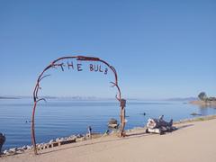 View of Albany Bulb with a pathway and graffiti art surrounded by nature