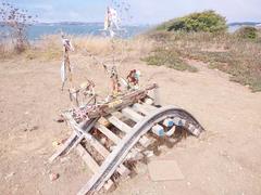 Albany Bulb shoreline with clear blue sky