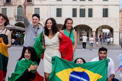 ESummer 2023 students laughing in Bassano del Grappa, Italy