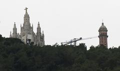 Temple Expiatori del Sagrat Cor in Barcelona with Tibidabo Mountain in the background