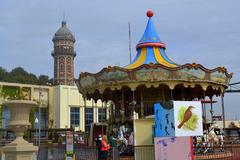 Original buildings of Tibidabo amusement park in Barcelona