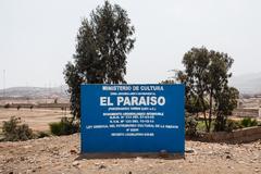 Entrance sign at Huaca El Paraíso archaeological site