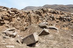 Masonry ruins at Huaca El Paraíso archaeological site