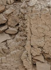 Detail of wall and plaster at Huaca El Paraíso