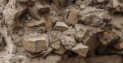 Ruins of Huaca El Paraíso wall with remnants of paint