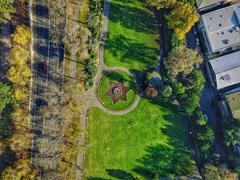 Aerial view of a star-shaped garden bed in Alexandra Gardens