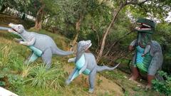 life-size sculptures of dinosaurs at Kanpur Zoo