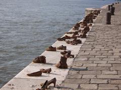 Budapest Jewish WWII memorial shoes on river bank