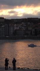 Danube riverbank at sunset from the Pest side