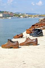 Shoes on the Danube bank memorial in Budapest