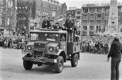 Canadian soldiers liberating Amsterdam on Dam Square, May 5, 1980