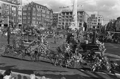 Aalsmeers Bloemencorso parade float on Dam Square in Amsterdam 1974