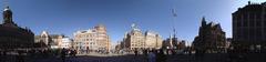 Panoramic view of Dam Square in Amsterdam, NL