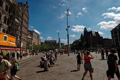 Amsterdam Dam Square view with National Monument