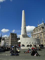 panoramic view of Amsterdam with canal and historic buildings