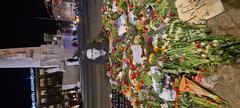 Protesters in Amsterdam holding banners and flags after the murder of Alexey Navalny