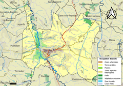 Map of infrastructure and land use in Lectoure, France, 2018