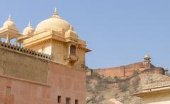 Jaipur cityscape with historic fort and hillside buildings