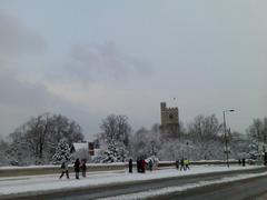 All Saints Church as seen from Putney Bridge on a chilly morning