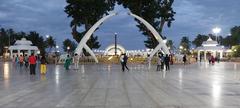 Illuminated images of Anna Memorial in Chennai