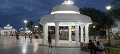 Illuminated Anna Memorial in Chennai at night