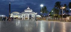 Illuminated Anna Memorial in Chennai at night