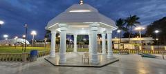 Illuminated Anna Memorial in Chennai at night