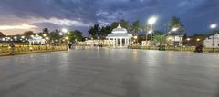 Illuminated Anna Memorial in Chennai at night