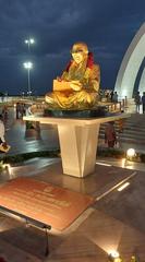 Illuminated images of Anna Memorial in Chennai