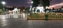 Illuminated Anna Memorial in Chennai at night