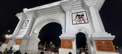 Illuminated view of Anna Memorial in Chennai at night