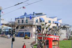 Pier 39 in San Francisco showing shops, restaurants, and sea lions