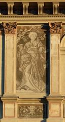 left image of mural art above the entrance of the Museum of Applied Arts, Vienna